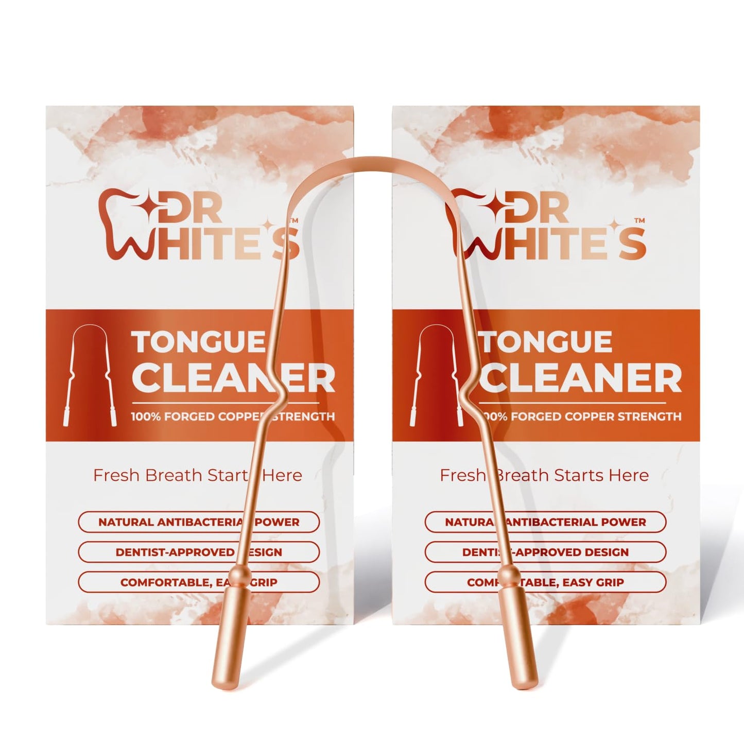 Dr. White’s Copper Tongue Cleaner – Dentist-Formulated Dual-Grip Design for Fresh Breath & Everyday Oral Detox – 100% Forged Copper, For Adults & Kids, Rust-Resistant, Built to Last (2-Pack)