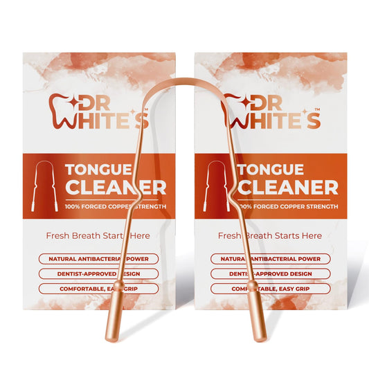 Dr. White’s Copper Tongue Cleaner – Dentist-Formulated Dual-Grip Design for Fresh Breath & Everyday Oral Detox – 100% Forged Copper, For Adults & Kids, Rust-Resistant, Built to Last (2-Pack)