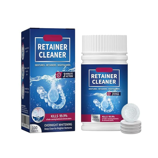 Dental Retainer Cleaner Tablets, 100 Count, 3 Minute Action, Whitening Formula for Dentures and Mouthguards