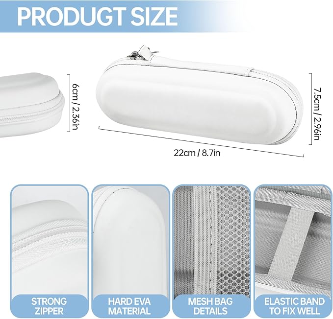Toothbrush Travel Case for Oral B/Oral-B Pro 1000 1500 5000 7000 7500 6000 9600 for Phlips 4100 5100 Electric Toothbrush Carrying Bag, Portable Hard Protective Storage Bag with Mesh Pocket