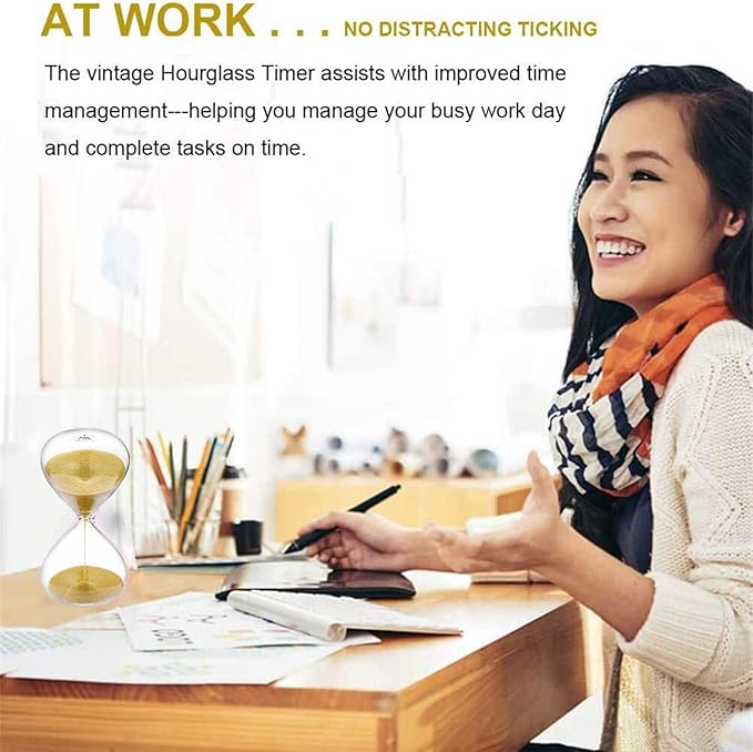 SuLiao Sand Timer 5 Minute Hourglass: 5.1 Inch Gold Sand Clock, Large Sand Watch 5 Min, Hour Glass Sandglass for Kids, Games, Classroom, Home, Desk, Office Decorative