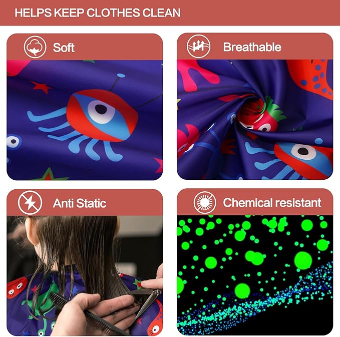 Kids Hair Cutting Cape (2 Pack) Professional Children Salon Barber Apron for Boys and Girls