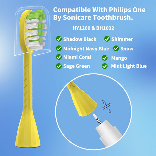 Toothbrush Replacement Heads Compatible with Philips One Series Sonicare Battery Toothbrush BH1022/02, 10 Pack Replacement Heads, Soft Bristles, Mango