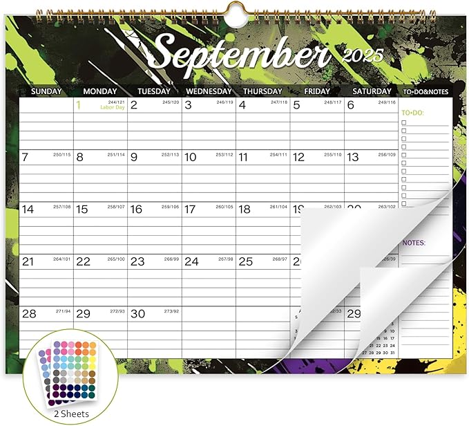 2025-2026 Wall Calendar, Calendar 2025-2026, 18 Month Calendar July 2025 - December 2026, 14.8" X 11.5", Calendar with Twin-Wire Binding, Hanging Hook and Julian Dates (Colorful Ink)