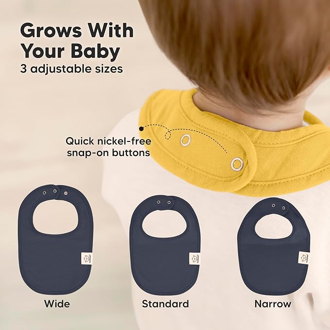 8-Pack Organic Baby Bibs for Boys, Girls - Soft Cotton Drooling and Teething Bibs for Baby Girl & Boy, Extra Absorbent, Easy To Clean & Put On for Toddler, Newborn, Infant 0-24 Months (Eclipse)