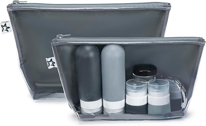 Tiny Twinkle Diaper Bag Organizing Pouches | Mess-Proof Clear Front Travel Organizer Bags | TSA Approved Toiletry Bag Set for Baby and Mom Essentials