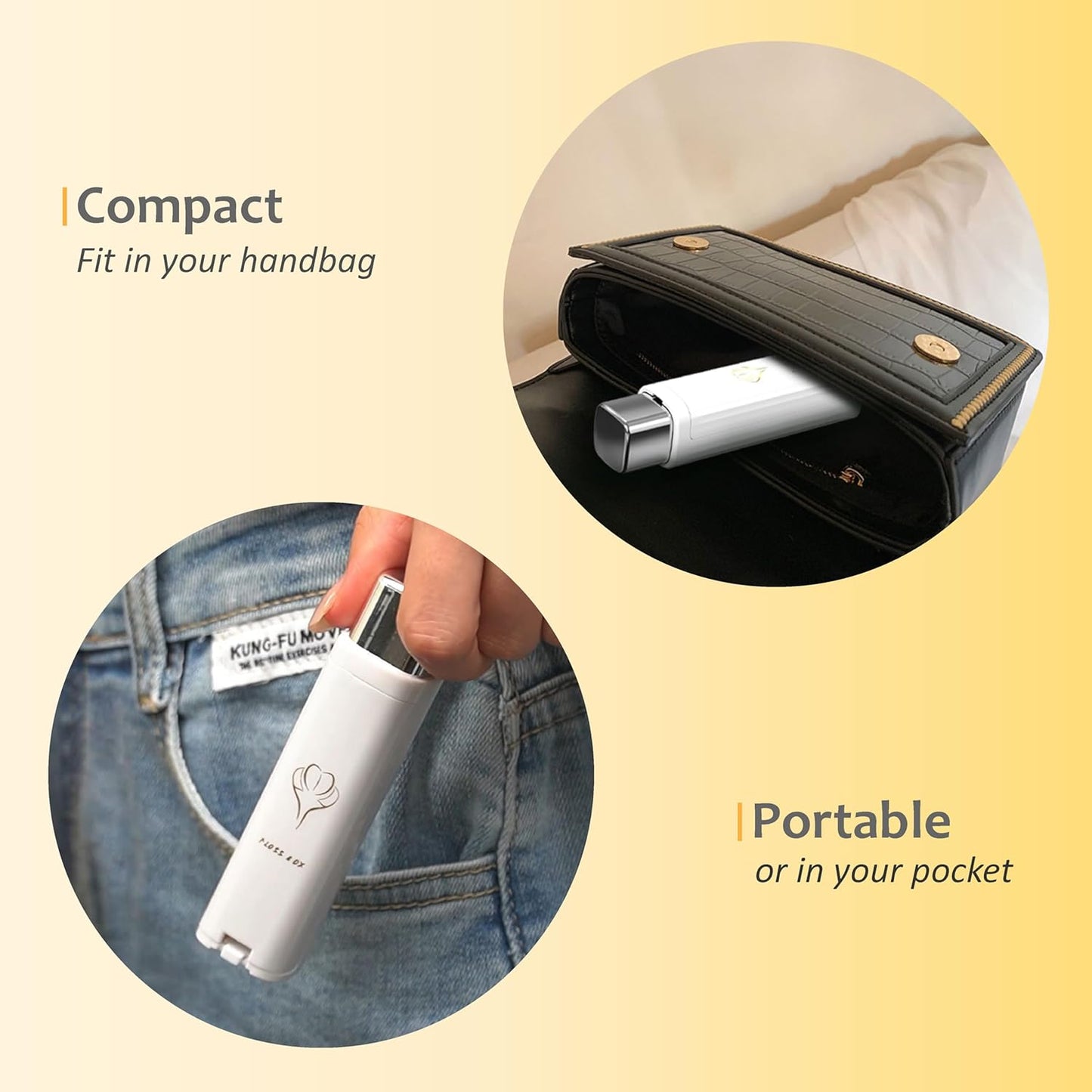 Compact Portable Dental Floss Picks Box/Dispenser, for Go Out,for Travel, Contains 100 Refills for Floss Picks (White)