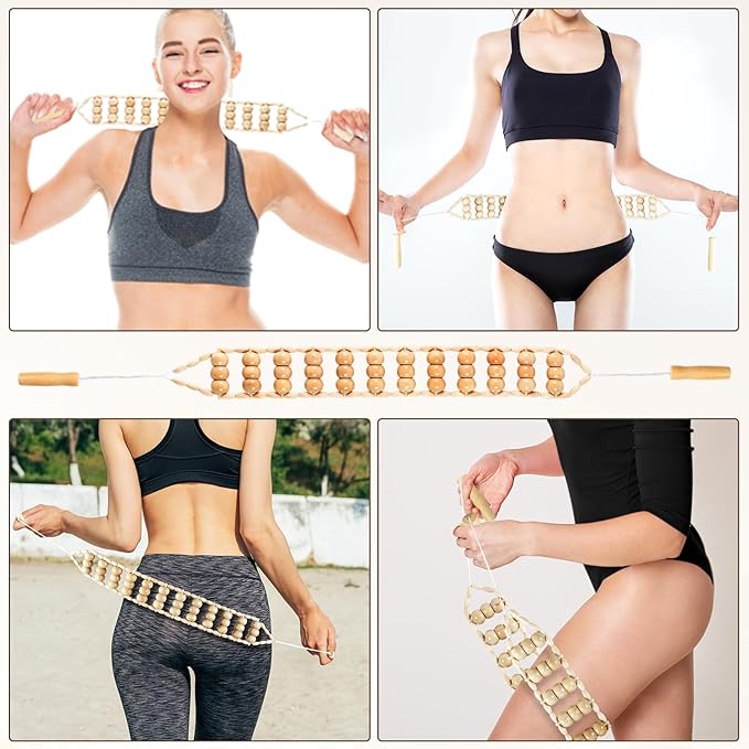 3 in 1 Wood Therapy Massage Tools Maderoterapia Kit Lymphatic Drainage Massager Gua Sha Wooden Massage Tool Body Sculpting Tools for Body Contouring and Shaping, Muscle Pain Relief, Anti-Cellulite