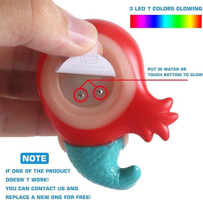 No Hole Bath Toy, 12 Pack Light up Animal, Flashing Color Tub Toys for Toddler Swimming Pool Party Bathtub Bathroom Shower Game, Bathtub Floating Water Toy for Infant Kid Toddler Boy Girl