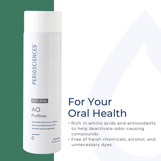 PerioSciences AO ProRinse Natural Mouthwash with Antioxidants and Amino Acids – Orthodontic Mouthwash – Fluoride-Free, 10 Fl Oz / 300ml