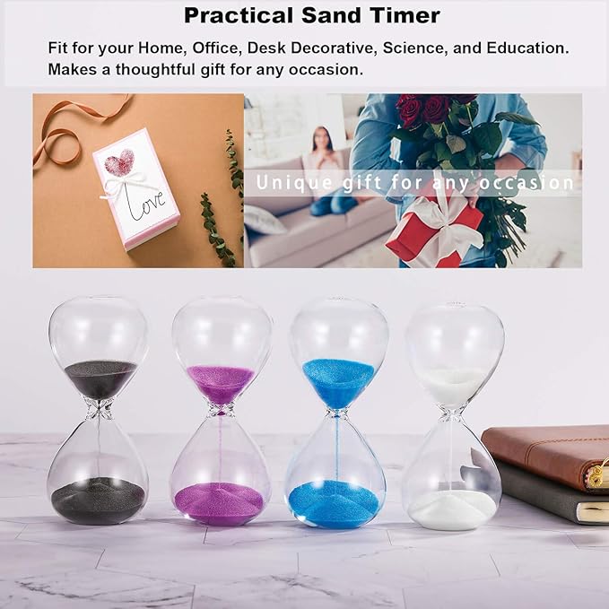 SuLiao Sand Timer 2 Minute Hourglass: 5.1 Inch Black Sand Clock, Large Sand Watch 2 Min, Colorful Hour Glass Sandglass for Kids, Classroom, Home, Desk, Office Decorative