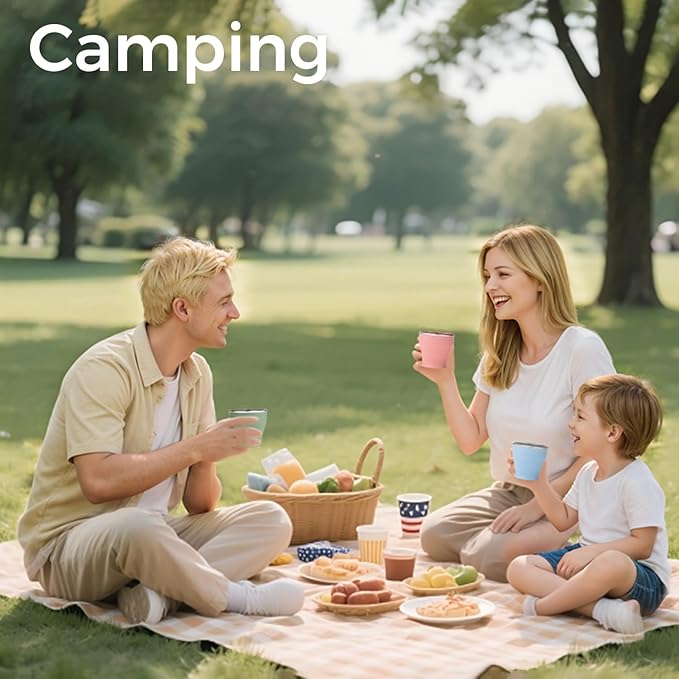 TakeToday 2PCS Collapsible Travel Cup - Silicone Foldable Water Cup, BPA-Free with Lid & Waterproof Bag - Drinking Cup Set for Camping, Outdoors & International Travel（8 Oz, Blue& Green）