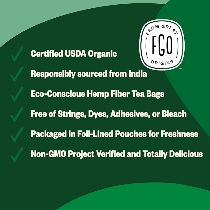 FGO Organic Moringa Tea, 100 Count, Eco-Conscious Tea Bags, Resealable Bag, Caffeine Free, Packaging May Vary (Pack of 1)