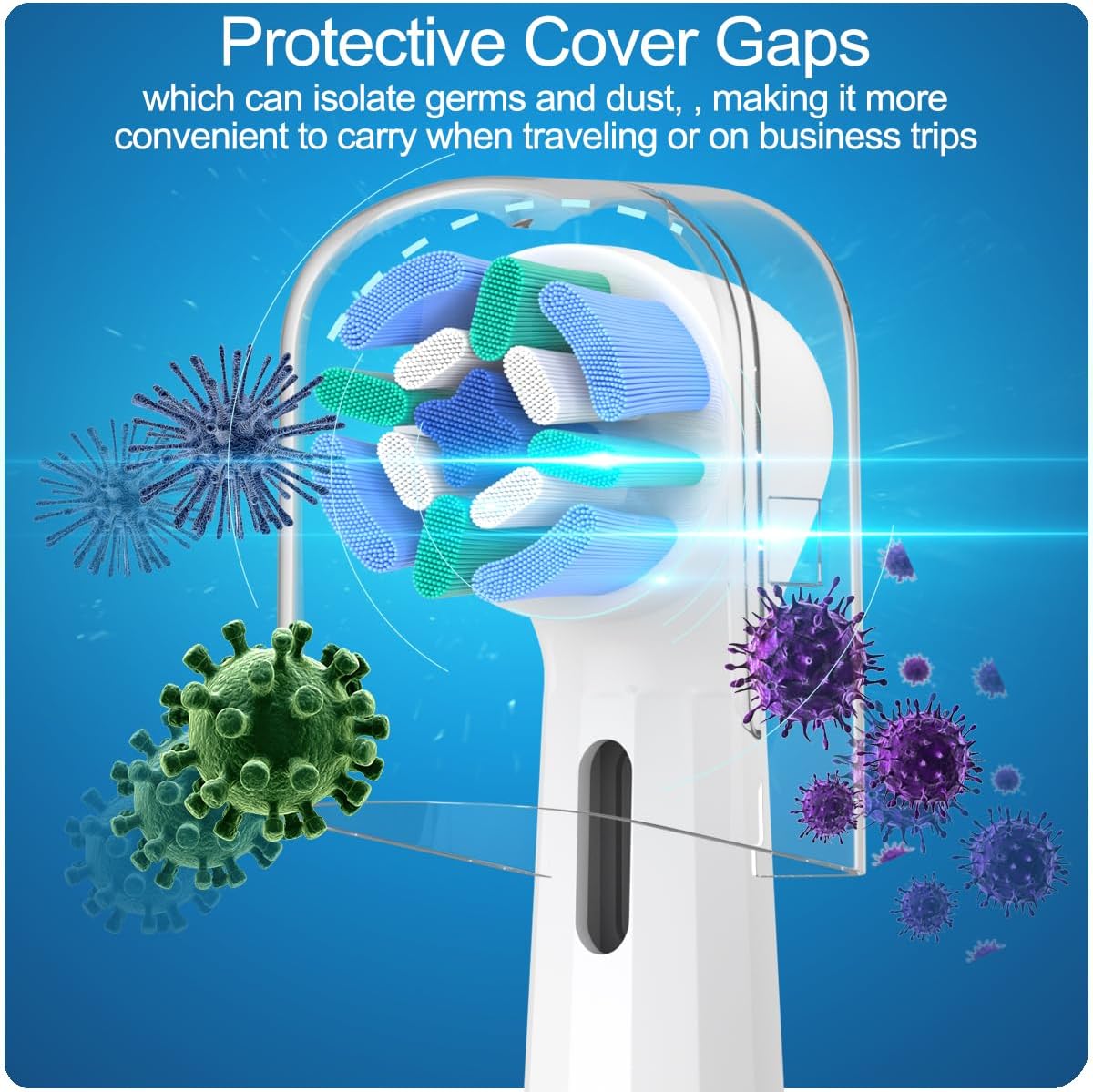 8 Pack Replacement Heads Compatible with Oral B iO Toothbrushes, Brush Heads for Oral-B iO 2/3/4/5/6/7/8/9/10/7G Series, with Covers, Black+White