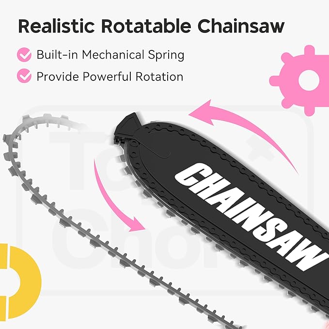 Toy Choi's Kids Toy Chainsaw - Pretend Play Construction Tool Electric Chainsaw Toy for Kids , Toy Tool Set Outdoor Gardening Play, Pink Toys for Girls 3-5 +