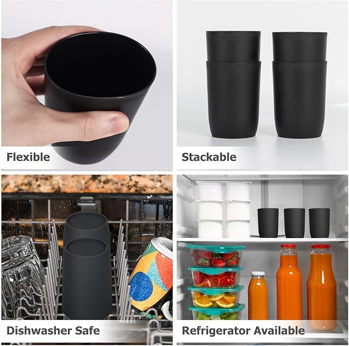 Topsky 4-Pack Bathroom Tumbler - Plastic, Reusable Drinkware for Toothbrush, Mouthwash, Brushing