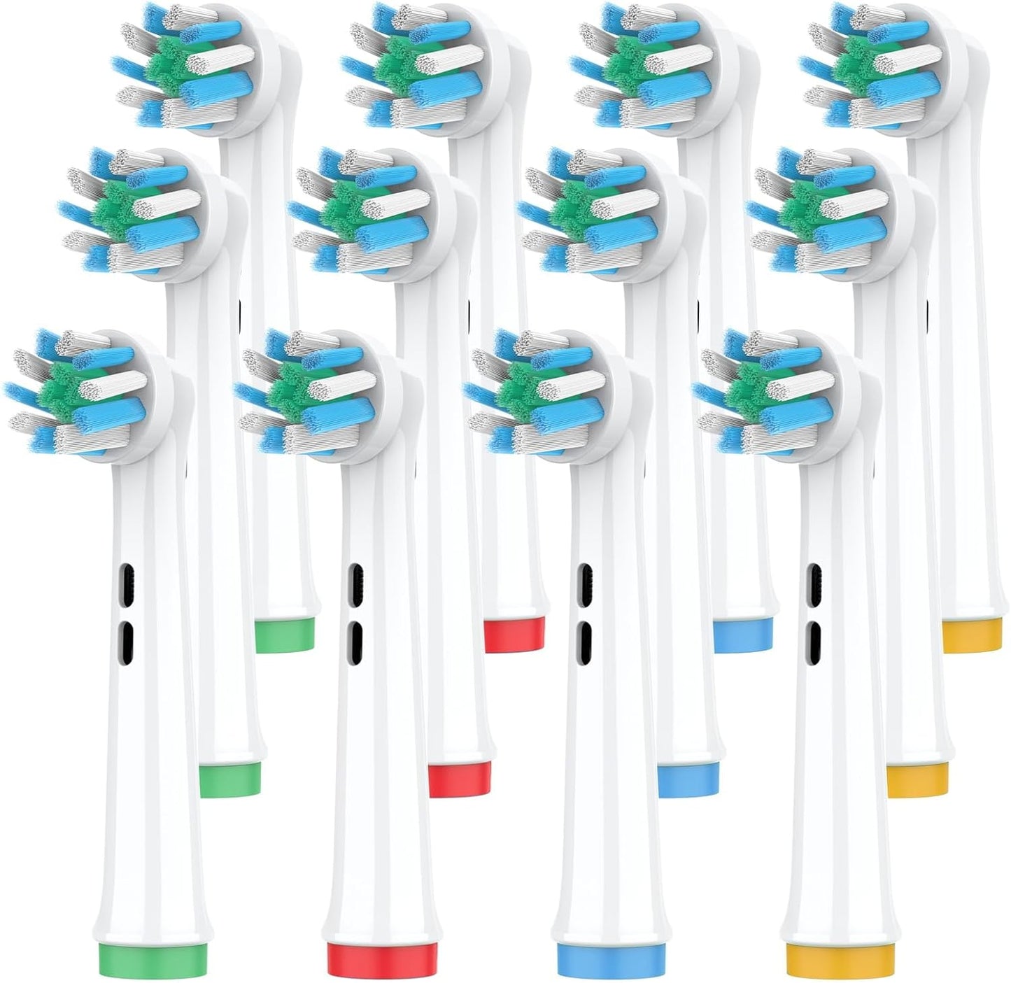 Replacement Heads Compatible with Oral B Braun Pro 100, 500, 1000, Vitality, Smart, Genius, Cross Bristles for Deeper Plaque Removal, Pack of 12 Electric Toothbrush Heads Refills, White