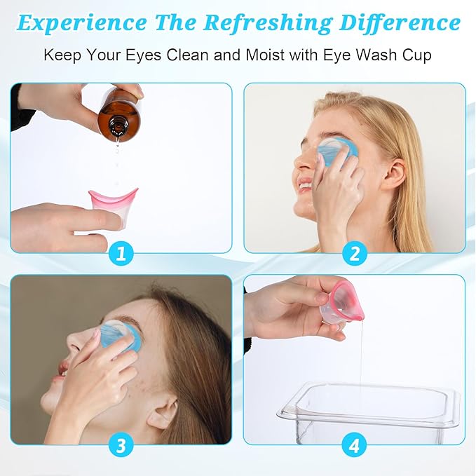 2pcs Eye Wash Cup Eye Wash Bath Kit Eyes wash Cleaner Kit Silicone Eyes Cleaning Cup Tool Manual Portable Eyes Care Tool Eye Cleaner for Eyes Rinse Clean Dust Makeup Irritants Soothing Tired Eye