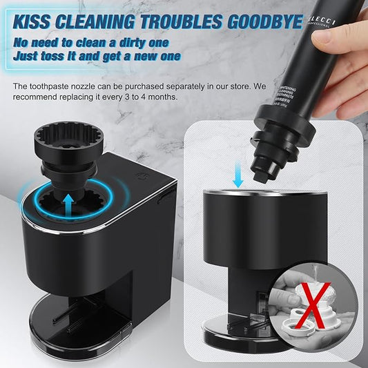 Automatic Toothpaste Dispenser Wall Mounted: Black Electric 6 Adjustable Levels Auto Toothpaste Squeezer Smart Rechargeable Touchless for Kids Adults - Bathroom - Replaceable Parts