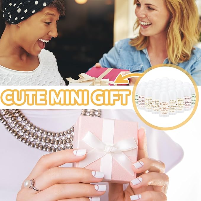 50 Pcs Christmas Mini Lip Balm Pack Thank You Gifts Moisturizer Assorted Flavors Beeswax Natural Ingredients Dry Chapped Lip Care Products for Coworkers Women Friend Men (Proud)