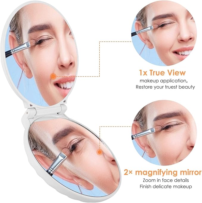 Mini Compact Mirror for Travel - 3.5" Portable, 2-Sided, Lightweight & Shatterproof, Folding Hand Held Mirror, Unique Gift for Women