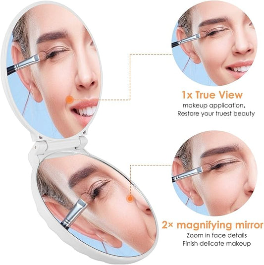 Mini Compact Mirror for Travel - 3.5" Portable, 2-Sided, Lightweight & Shatterproof, Folding Hand Held Mirror, Unique Gift for Women