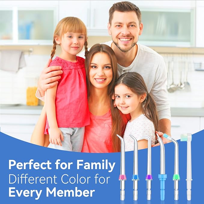 Replacement Tips for Waterpik, Water Flosser Replacement Heads Parts for Waterpik Oral Irrigator, 6 Tips Different & Storage Case Bundle