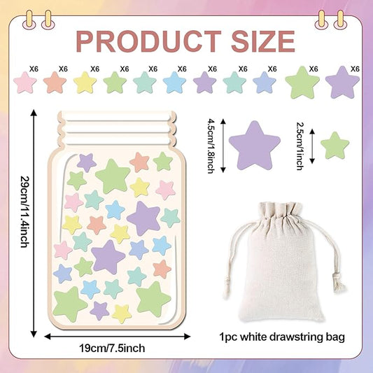 Magnetic Stars Reward Jar for Kids 68Pcs Pastel Stars 1 Storage Bag Reward Jars Behavior Management Classroom Tools Positive Behavior Chart for Students Teachers Back to School Supplies