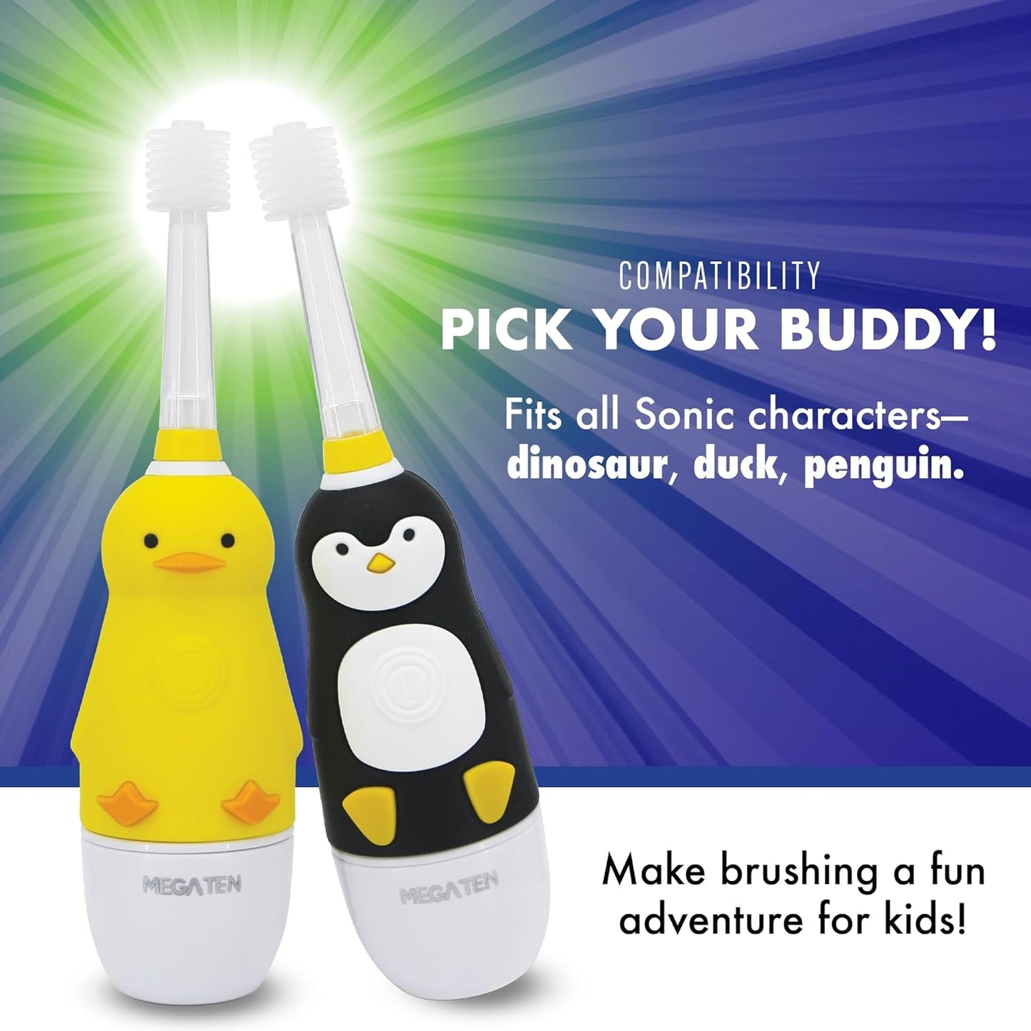 Brilliant Oral Care Kids Sonic Toothbrush Ultra Soft Replacement Heads, for Children Ages 3+, Yellow, 2 Pack