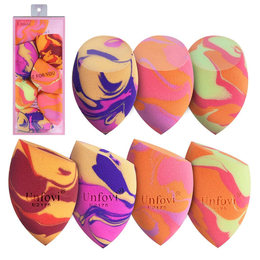 7Pcs Tri Color Makeup Sponge, Low Absorption Latex Free Soft Makeup Sponges For Foundation,Beauty Sponge Blender for Power&Cream,Liquid (Multicolor)