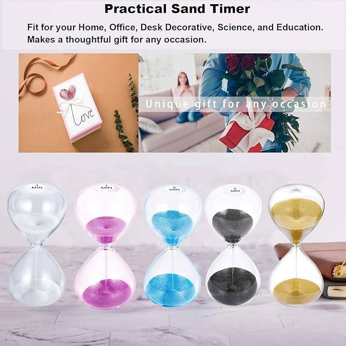 SuLiao Hourglass 3 Minute Sand Timer: 5.1 Inch Gold Clock, Large Sand Watch 3 Min, Hour Glass Sandglass for Kids, Games, Classroom, Home, Desk, Office Decor