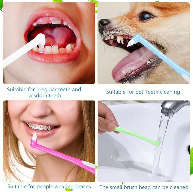 8 Pieces End Tuft Toothbrush with Cover, Soft Interdental Brushes Tapered Brush Braces Toothbrush for Orthodontic Braces Detail Cleaning(Blue/Green/Rose Red/White)