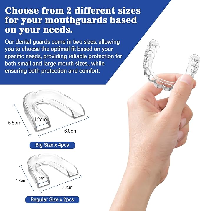 Mouth Guard for Grinding Teeth at Night, Night Guards for Teeth Grinding, Dental Night Guards for Sleep, Comfortable Grinding Guard for Adults with 12 Cleaning Tablets
