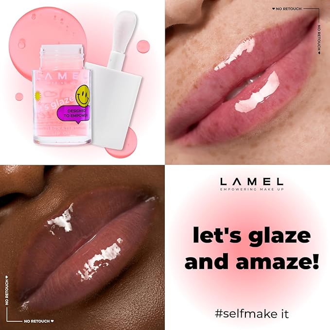 Lamel Hydrating Lip Oil LET`S GLAZE - Lip Gloss Flavoring Oil - Fat Oil - Hydrating Lip Oil Treatment - №401 Marshmallow