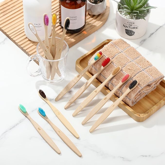 Sieral 120 Pcs 6.9 Inch Bamboo Toothbrush with Toothpaste Individually Wrapped Disposable Toothbrushes Travel Toothbrush Kit for Hotel Homeless Shelter Camping and Travel, 12 Colors