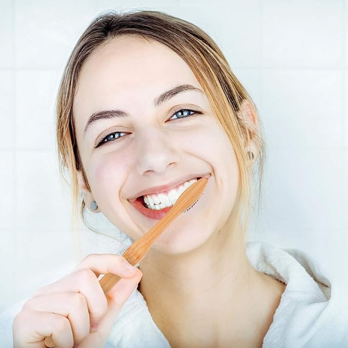 20 Pcs Biodegradable Natural Toothbrushes for Adults Soft Bristles with Comfortable Handle Oral