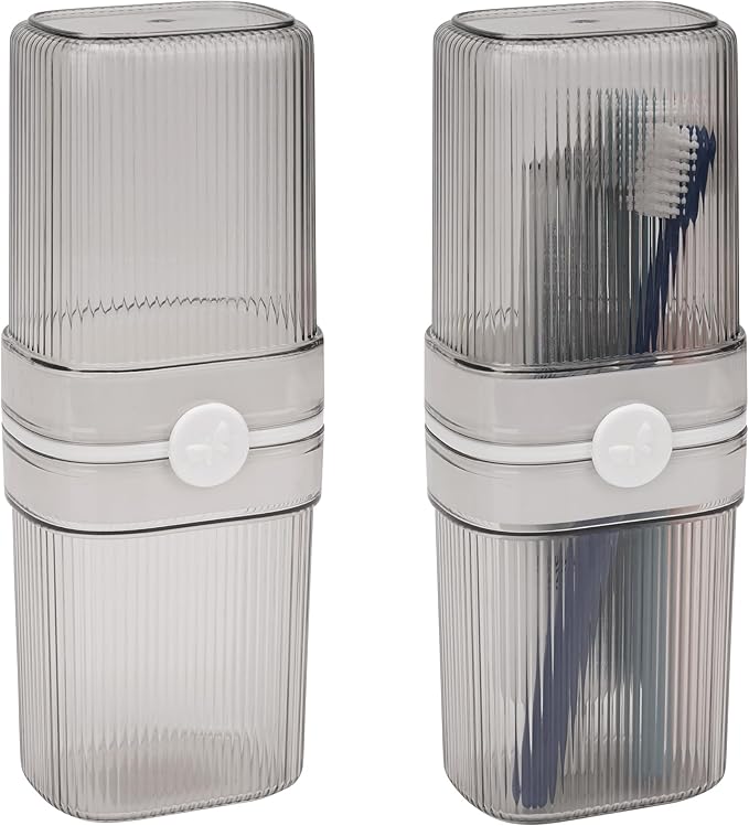 LUEXBOX 2 Pack Portable Travel Toothbrush Case, Travel Toothbrush Cup, Lightweight Tooth Brush Protector Cover, Electric Toothbrush Toothpaste Storage Container Box for Camping, Business Trip (White)