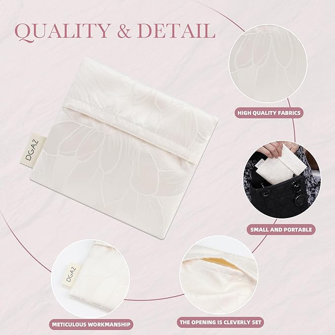 DGAZ Sanitary Napkin Storage Bag, Period Bag for Teen Aged Girls, Portable Period Bag for Panty Liners/Menstrual Cup/Small Tampons，Mini Makeup Bag for Purse(Snowflake)