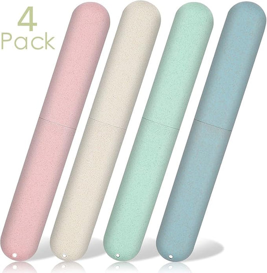 4 Pack Travel Toothbrush Case, Portable Breathable Toothbrush Holder for Travel/Camping/School/Home