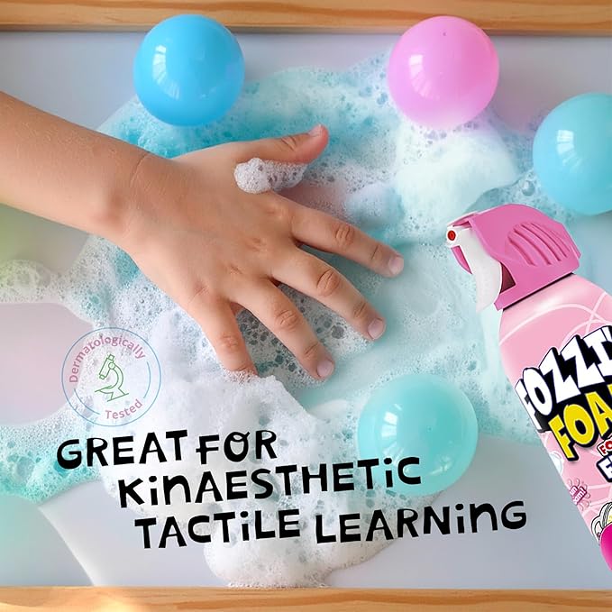 FOZZI’S Perfectly Pink Bath Foam Soap for Kids (3 Pack) - Fun Aerosol Spray - Squishy Bubble Soap for Playtime - Gentle Cleanser Foaming Body Wash - Safe Bath Fun for Everyday Wash