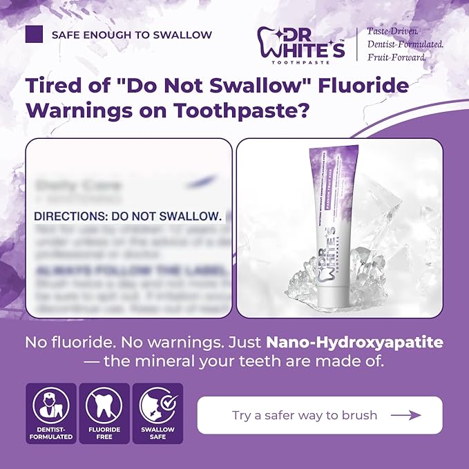 Dr. White’s Fluoride-Free nHA Toothpaste 3-Pack; Dentist-Formulated, Nano Hydroxyapatite + Xylitol, Sensitivity Relief Complex™, Mint-Free, Enamel Safe, Swallow-Safe (3.5 Oz, Passion Fruit Kiss)