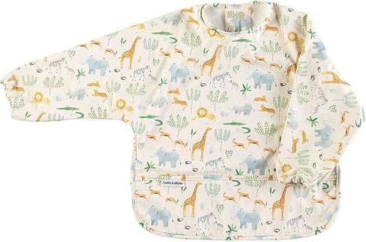 Loulou Lollipop Long Sleeve Mess Free Waterproof Bibs, for baby boys and girls 6-36 Months, Machine Washable, Travel Friendly