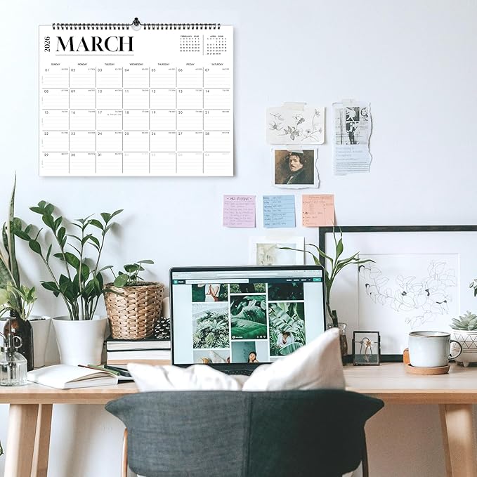 2026 Calendar, Wall Calendar 2026-2027, 18 Month Calendar January 2026 - June 2027, 14.8" X 11.5", Calendar with Twin-Wire Binding, Hanging Hook and Julian Dates (White)