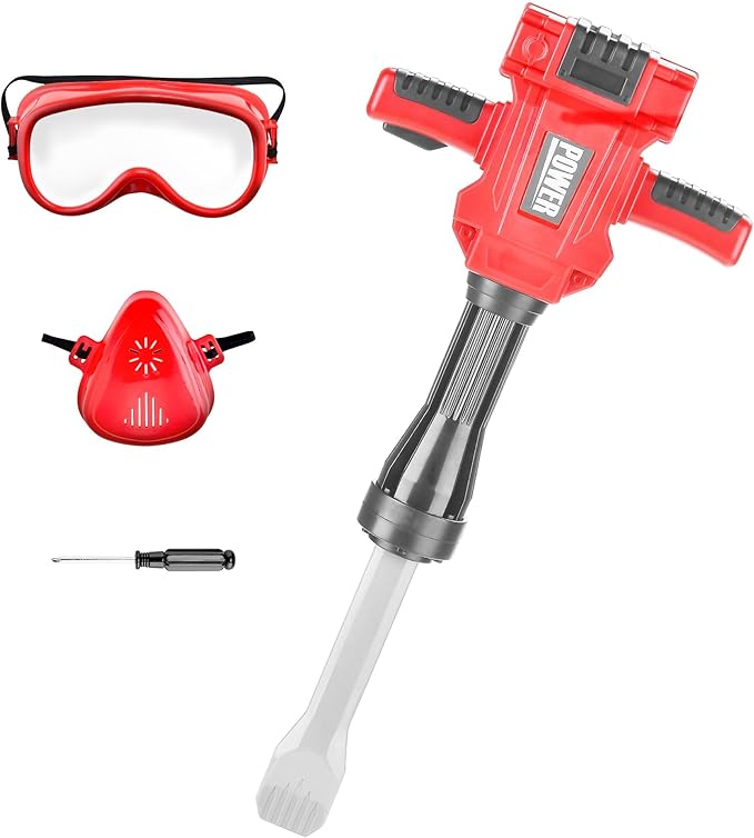 Toy Choi's Kids Jackhammer Toy Drill - Pretend Play Jackhammer with Realistic Sound & Action, Kids Construction Toys for Boys Girls Aged 3-5,4-7