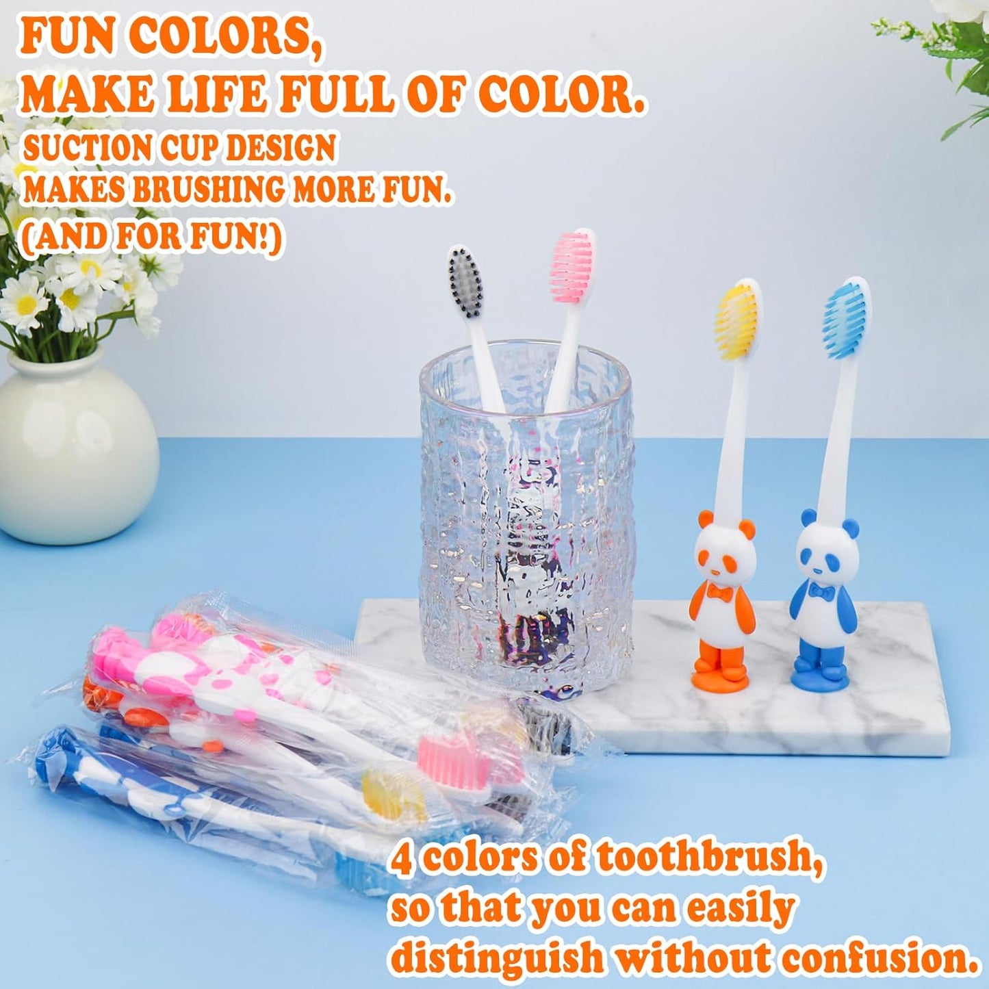 Disposable Toddler Toothbrush Kids Bulk Pack of 20,Suction Cup Bulk Children Toothbrushes for Kid Age 2+ Individually Wrapped Animal Toothbrush for Boys,Girls,for Home,School,Camp,Daycare,Travel