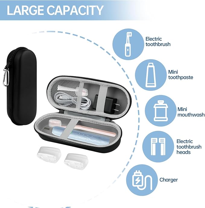 Toothbrush Travel Case for Oral B/Oral-B Pro 1000 1500 5000 7000 7500 6000 9600 for Phlips 4100 5100 Electric Toothbrush Carrying Bag,Portable Hard Protective Storage Bag with Mesh Pocket