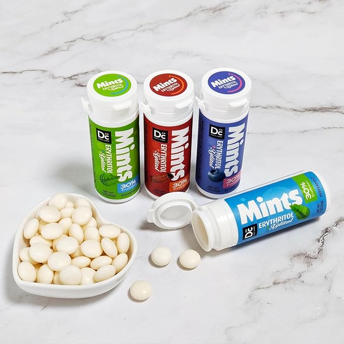 DC24 DAILY CARE Xylitol Mints,No Aspartame Sugar Free Mints,Low-Calorie with Erythritol, Breath Mints Dry Mouth Diabetic Friendly,Peppermint 30 Pieces (Pack of 4)