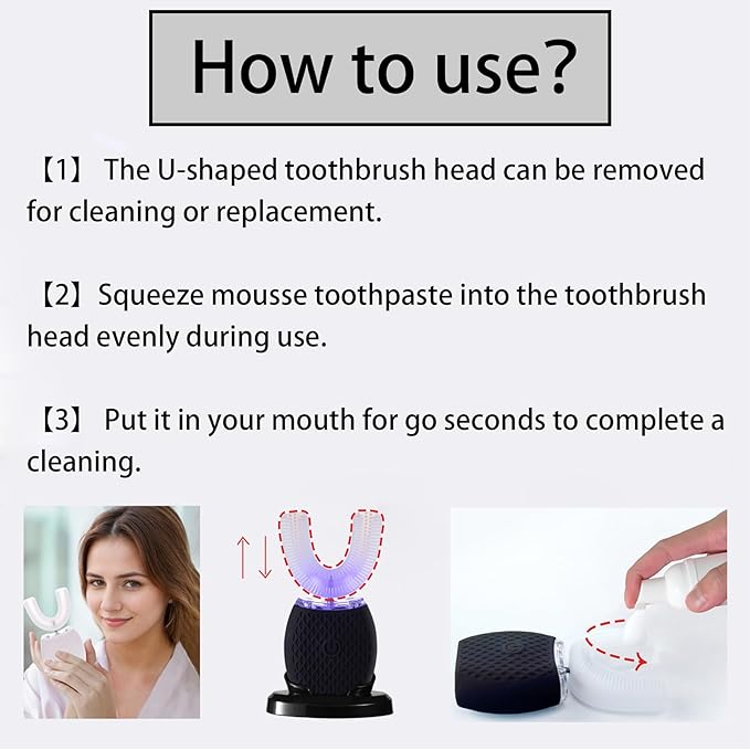 Automatic Toothbrush for Adults - Ultrasonic Electric Toothbrush 30s Timer, Soft Bristles, Wireless Charging Washable Portable for Travel & Home Use Dual-use (White, Adult)