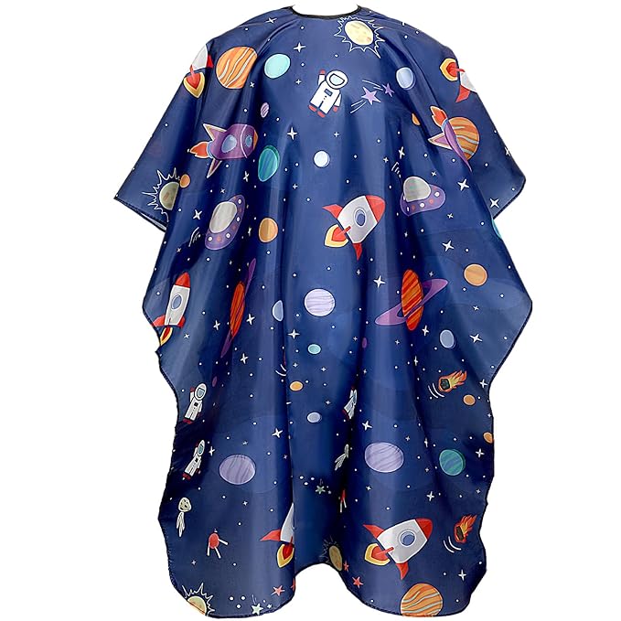 FEBSNOW Kids Hair Cutting Cape, Professional Kids Barber Cape Cartoon Pattern Apron with Adjustable Closure for Children Salon Barber Supplies