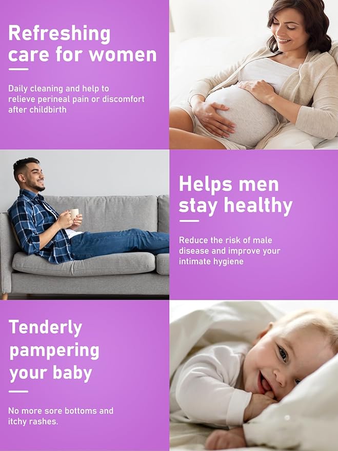 Peri Bottle for Postpartum Travel Bidet - Perineal Care,Portable Travel Squeeze Bottle Bidet for Women Personal Hygiene Cleaning,2 Tubes for Baby Mom After Birth Cleansing and Recovery 16.9OZ (Purple)